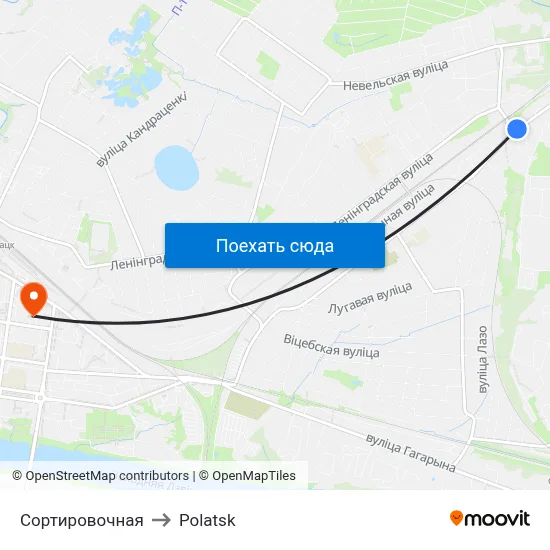 Сортировочная to Polatsk map