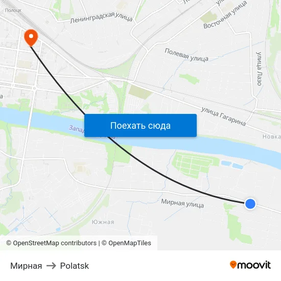 Мирная to Polatsk map