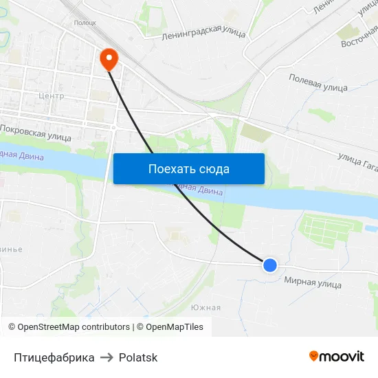 Птицефабрика to Polatsk map