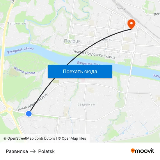 Развилка to Polatsk map
