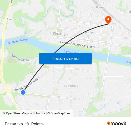 Развилка to Polatsk map