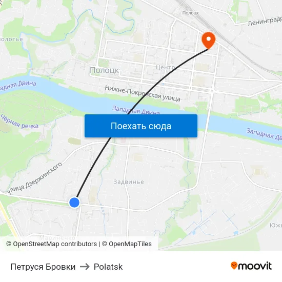 Петруся Бровки to Polatsk map