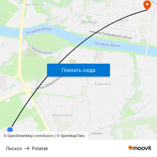 Лесхоз to Polatsk map