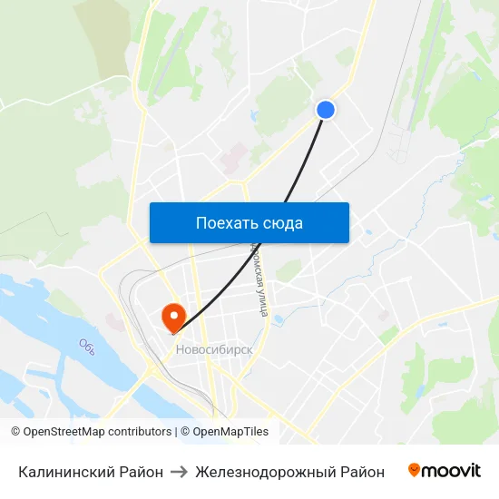 Калининский Район to Железнодорожный Район map