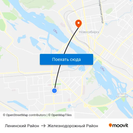 Ленинский Район to Железнодорожный Район map