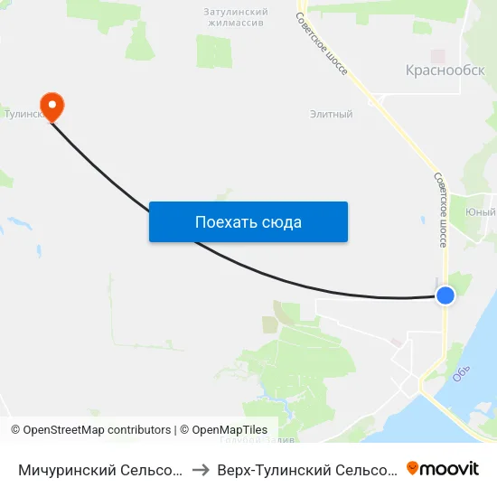 Мичуринский Сельсовет to Верх-Тулинский Сельсовет map
