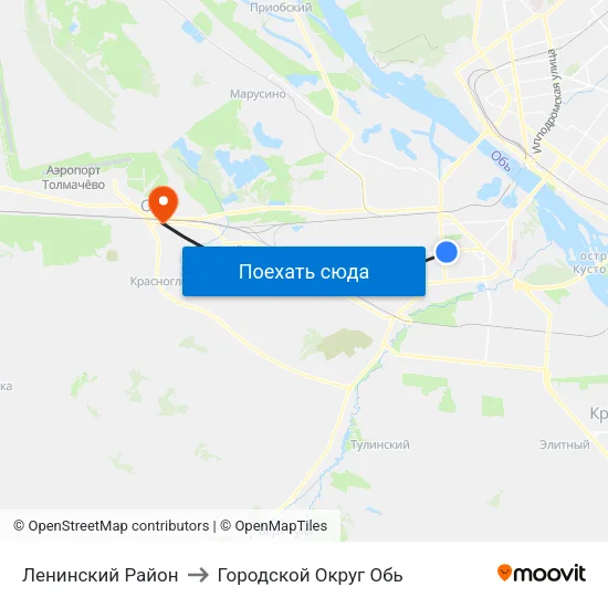 Ленинский Район to Городской Округ Обь map