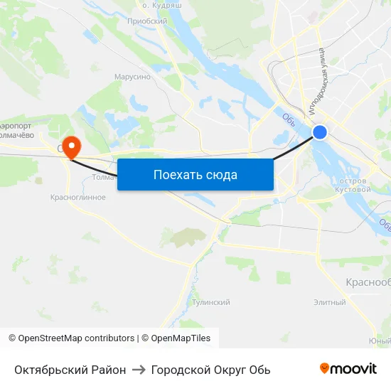 Октябрьский Район to Городской Округ Обь map