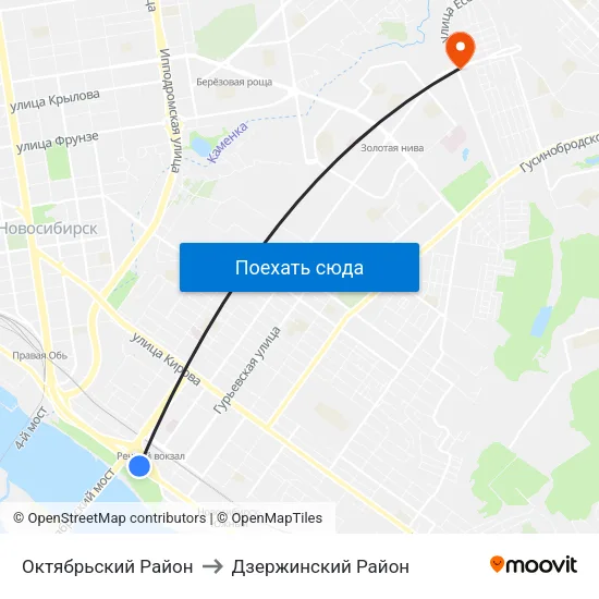 Октябрьский Район to Дзержинский Район map