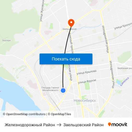 Железнодорожный Район to Заельцовский Район map