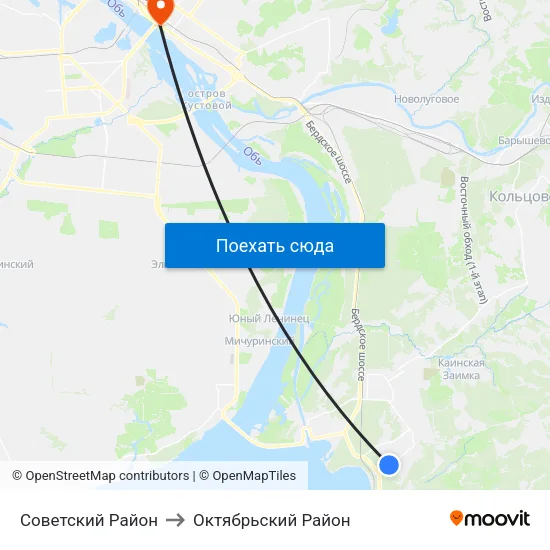 Советский Район to Октябрьский Район map