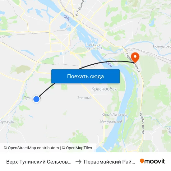 Верх-Тулинский Сельсовет to Первомайский Район map