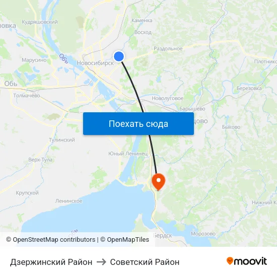 Дзержинский Район to Советский Район map
