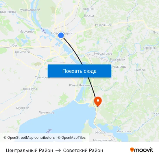 Центральный Район to Советский Район map