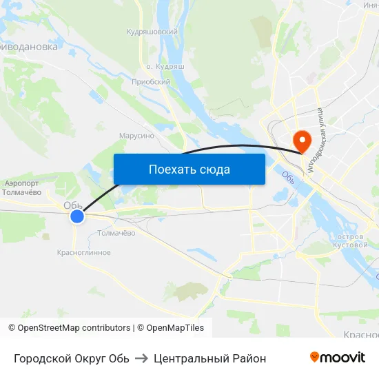 Городской Округ Обь to Центральный Район map