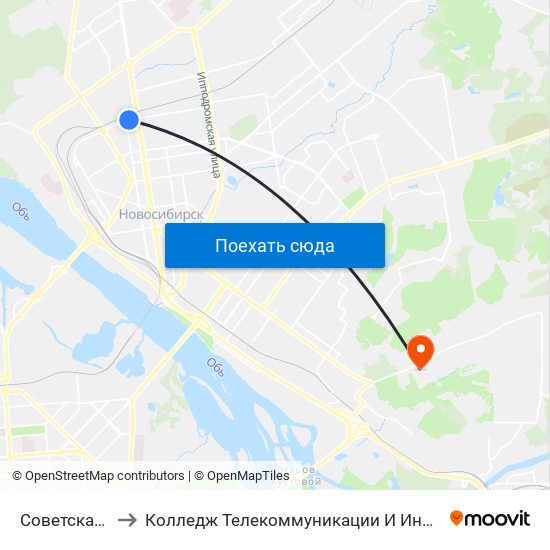 Советская Ул. to Колледж Телекоммуникации И Информатики map