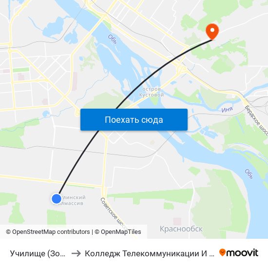 Училище (Зорге Ул.) to Колледж Телекоммуникации И Информатики map