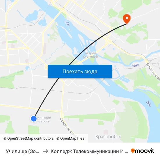 Училище (Зорге Ул.) to Колледж Телекоммуникации И Информатики map