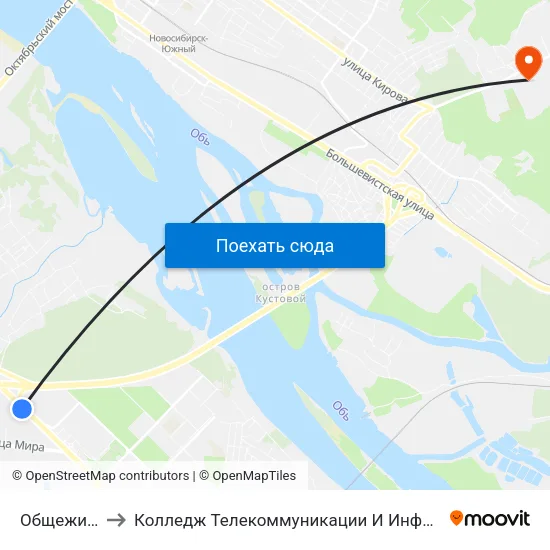 Общежитие to Колледж Телекоммуникации И Информатики map
