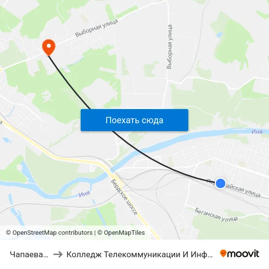Чапаева Ул. to Колледж Телекоммуникации И Информатики map