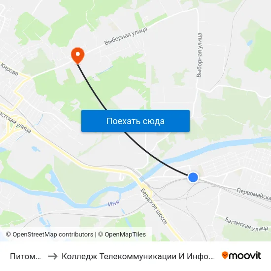 Питомник to Колледж Телекоммуникации И Информатики map
