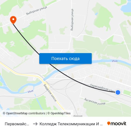 Первомайская Ул. to Колледж Телекоммуникации И Информатики map
