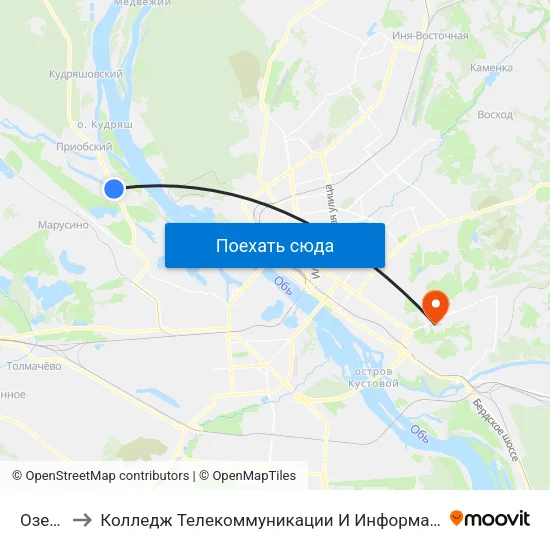 Озеро to Колледж Телекоммуникации И Информатики map