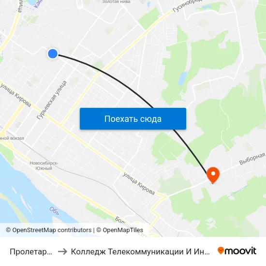 Пролетарская to Колледж Телекоммуникации И Информатики map