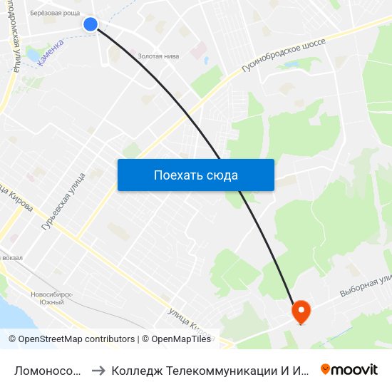Ломоносова Ул. to Колледж Телекоммуникации И Информатики map