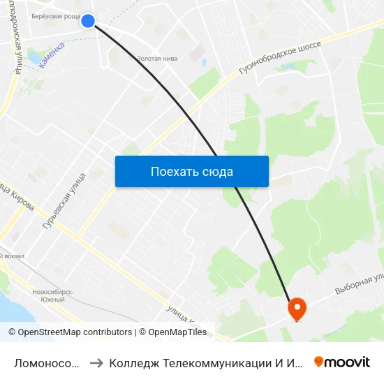 Ломоносова Ул. to Колледж Телекоммуникации И Информатики map