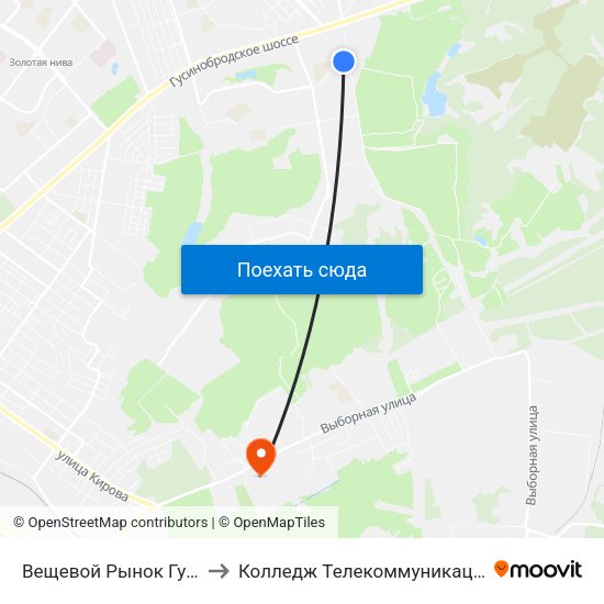 Вещевой Рынок Гусинобродский to Колледж Телекоммуникации И Информатики map