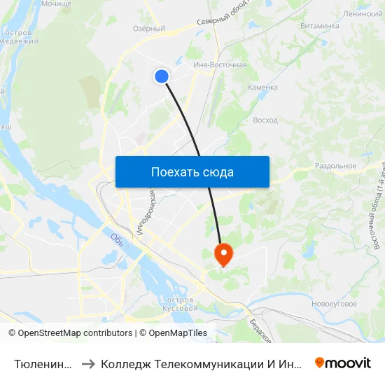 Тюленина Ул. to Колледж Телекоммуникации И Информатики map