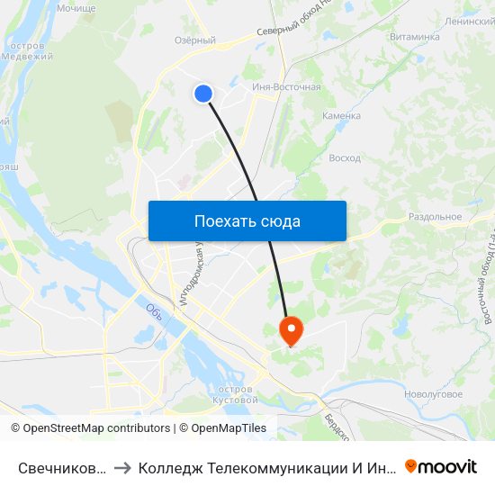 Свечникова Ул. to Колледж Телекоммуникации И Информатики map
