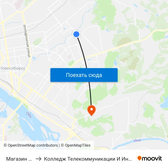 Магазин №27 to Колледж Телекоммуникации И Информатики map