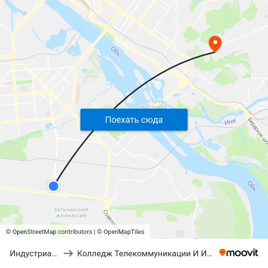 Индустриальная to Колледж Телекоммуникации И Информатики map