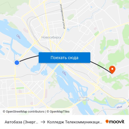 Автобаза (Энергетиков Ул.) to Колледж Телекоммуникации И Информатики map
