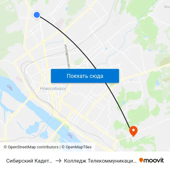 Сибирский Кадетский Корпус to Колледж Телекоммуникации И Информатики map