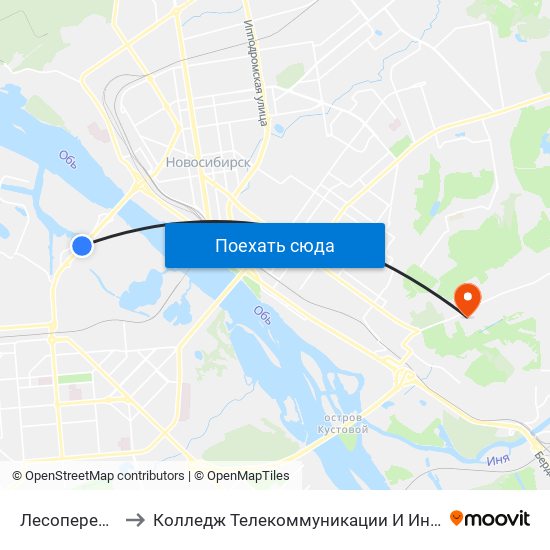 Лесоперевалка to Колледж Телекоммуникации И Информатики map