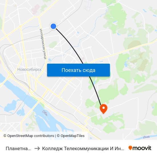 Планетная Ул. to Колледж Телекоммуникации И Информатики map