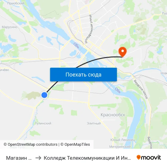 Магазин №19 to Колледж Телекоммуникации И Информатики map