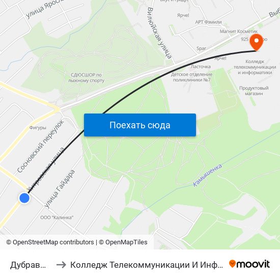 Дубравы Ул. to Колледж Телекоммуникации И Информатики map