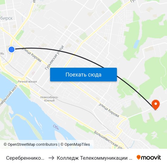 Серебренниковская Ул. to Колледж Телекоммуникации И Информатики map