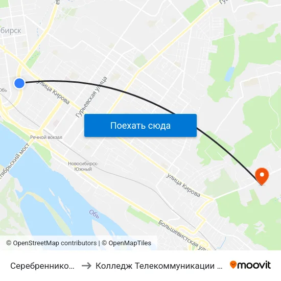 Серебренниковская Ул. to Колледж Телекоммуникации И Информатики map