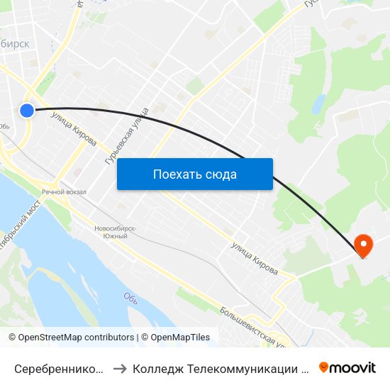 Серебренниковская Ул. to Колледж Телекоммуникации И Информатики map