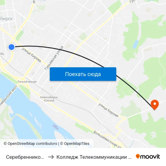 Серебренниковская Ул. to Колледж Телекоммуникации И Информатики map