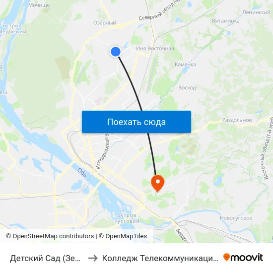 Детский Сад (Земнухова Ул.) to Колледж Телекоммуникации И Информатики map