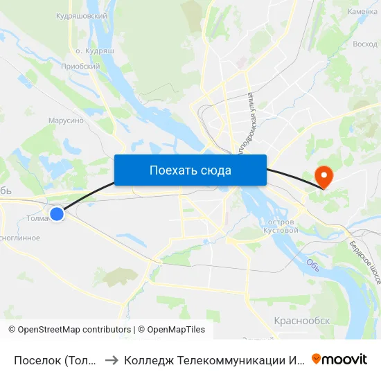 Поселок (Толмачево) to Колледж Телекоммуникации И Информатики map