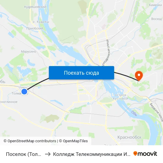 Поселок (Толмачево) to Колледж Телекоммуникации И Информатики map