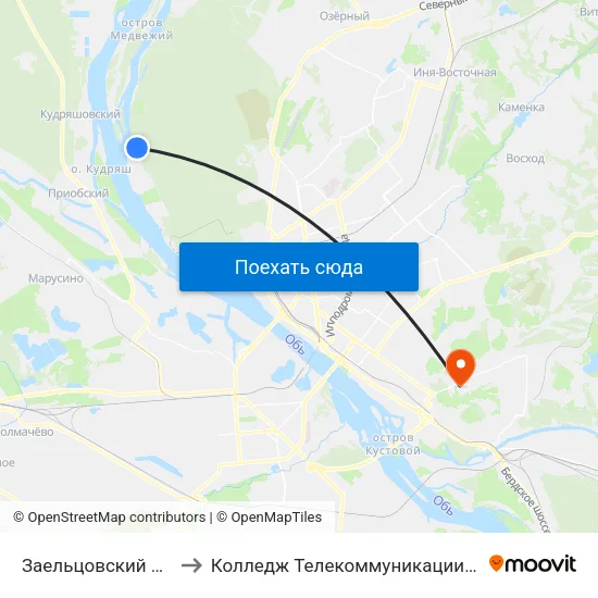 Заельцовский Санаторий to Колледж Телекоммуникации И Информатики map