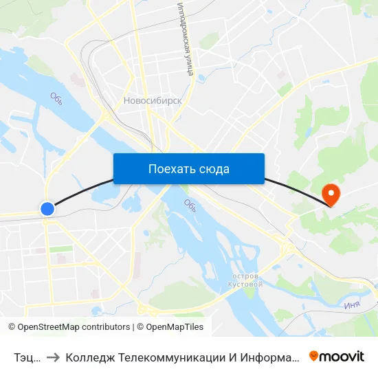 Тэц-2 to Колледж Телекоммуникации И Информатики map